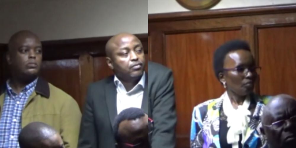A collage of the three Karugu's children at the Milimani Law Courts.